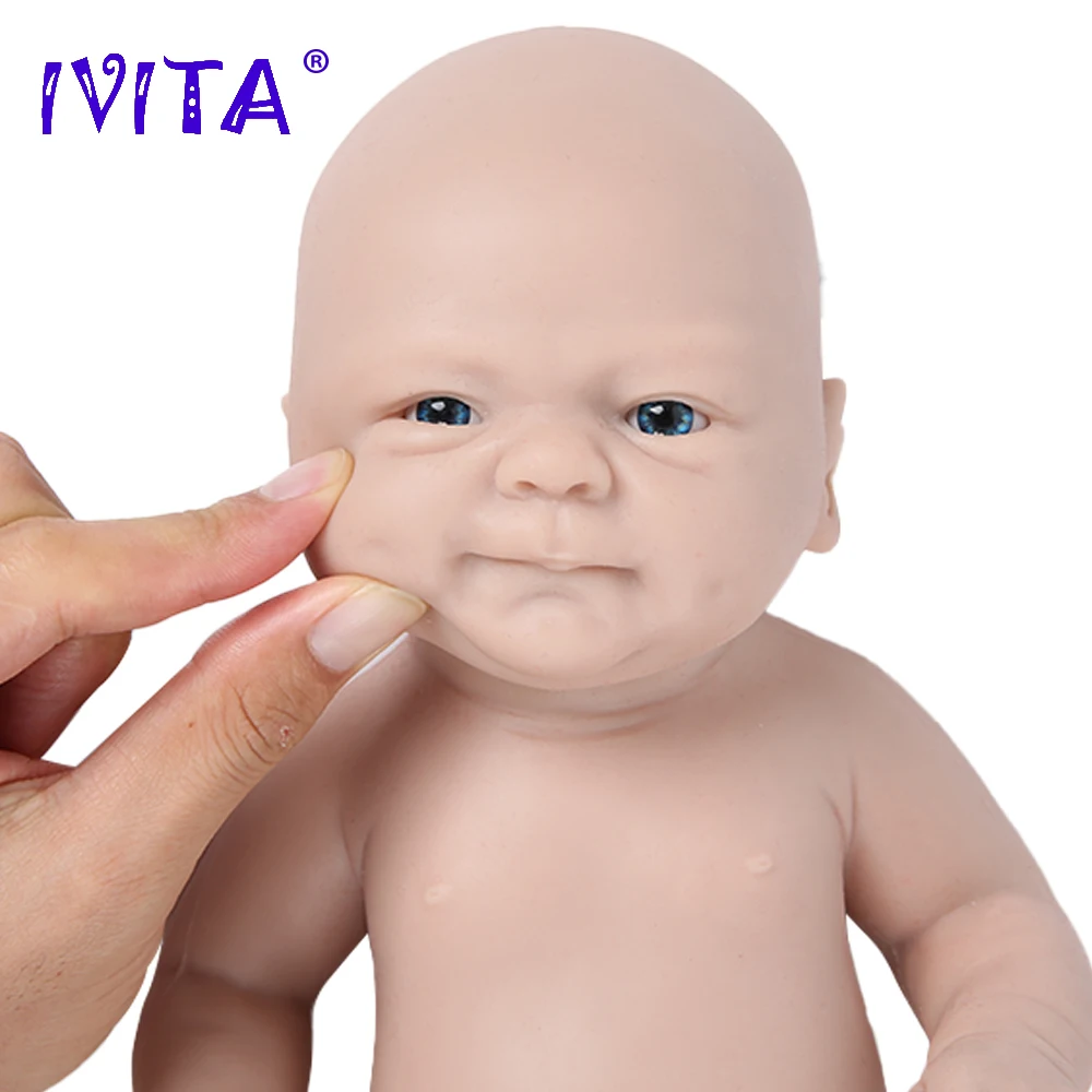 IVITA WB1512WS 36cm(14inch)1.65kg Silicone Bebe Reborn Doll with Eyes Realistic Unpainted Boy Baby Dolls for Children Xmas Toys