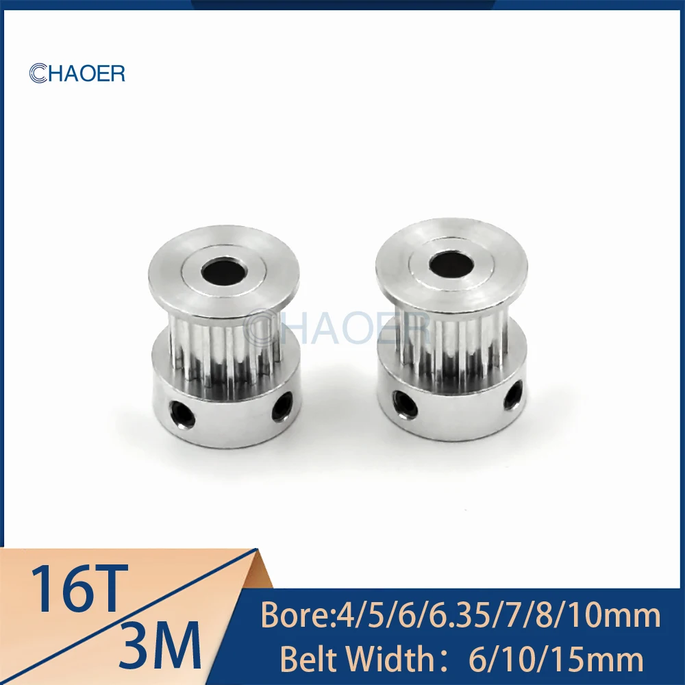 HTD3M 16 Teeth Timing Pulley Bore 4/5/6/6.35/7/8/10mm For Belt Width 6/10/15mm 3M 16Teeth Synchronous Wheel 16T Gear 3D Printer