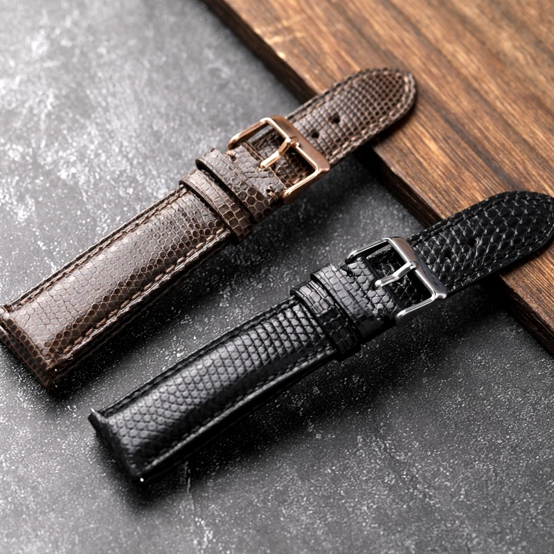 Lizard leather Wathband 18 19 20 21 22MM Black And Brown Soft Bracelet Suitable For Men's Leather Strap Soft Bracelet