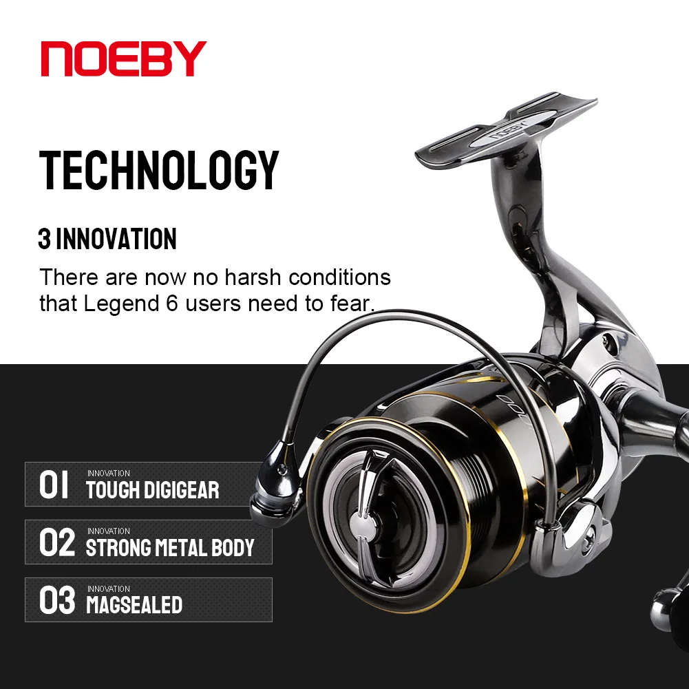 Noeby Spinning Reel 2500 3000 4000 5000 6000 Gear Ratio 5.2:1 Max Drag 10-25kg Surfcasting Long Casting for Sea Fishing Reels