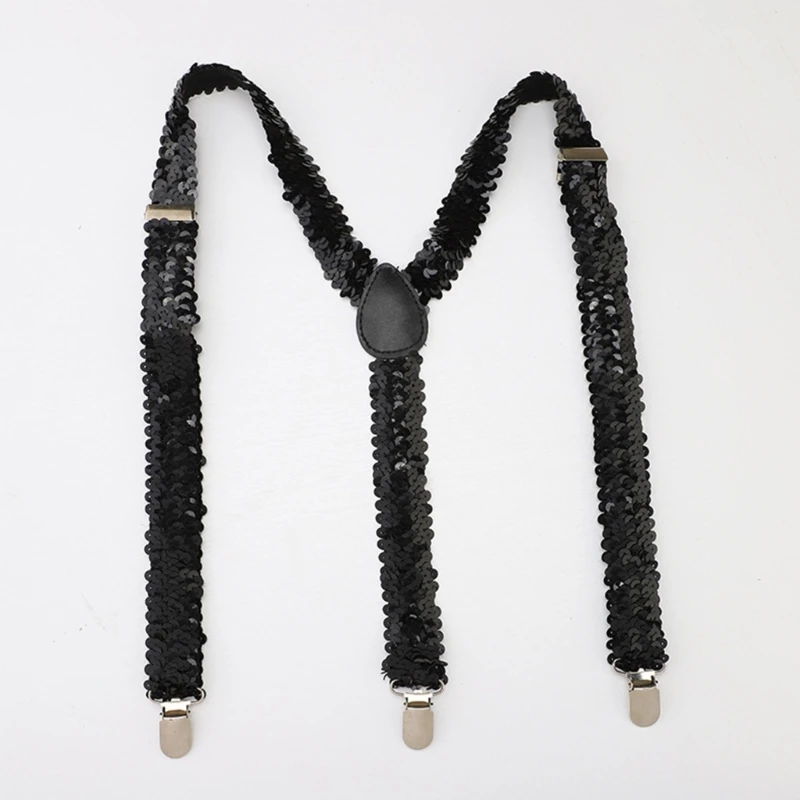 Shinning Sequin Suspenders for new Men and Woman Elastic Wide Adjustable Heavy 2025 Duty Strong Pant Clip Suspender Costume