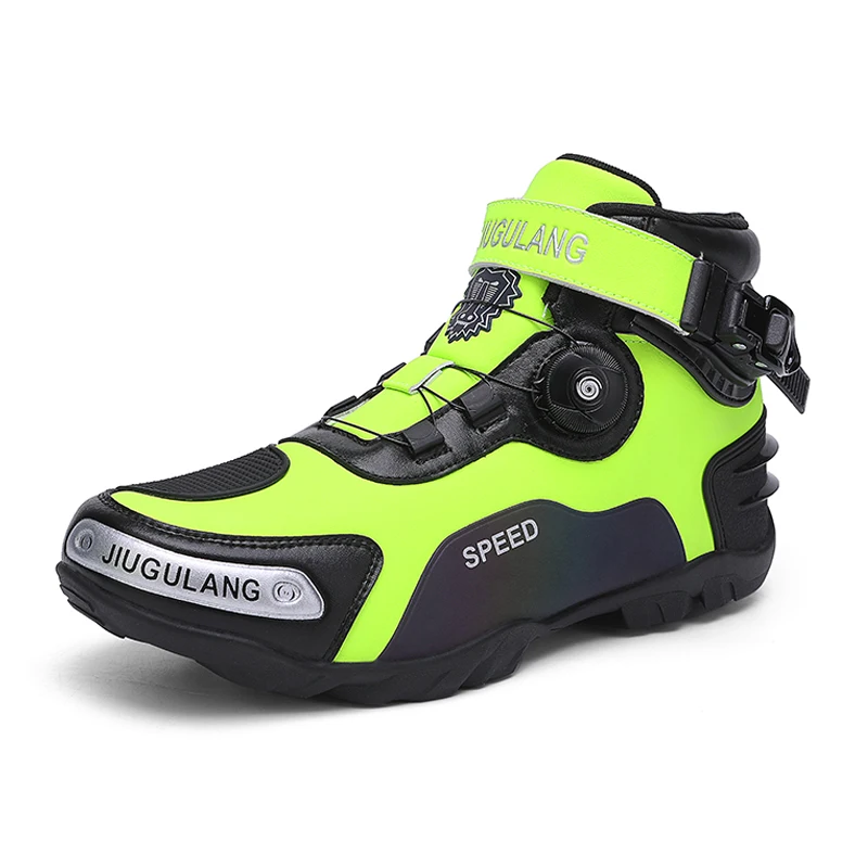 Men new Motorcycle Boots Shoes Outdoor 2025 Cycling Professional Training Microfiber Leather Waterproof Quick Lacing Botas Moto Hombre