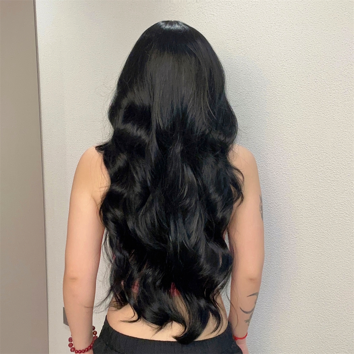 HAIRCUBE Wavy Synthetic for Black Women Long Natural Wigs With Bangs Heat Resistant Daily Cosplay Fake Hair Wig