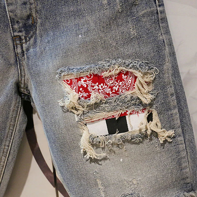 Summer Men Knee-Length Street Casual Hole Ripped Washed Denim Shorts Personality Zipper Straight Short Jeans 28-36 240327