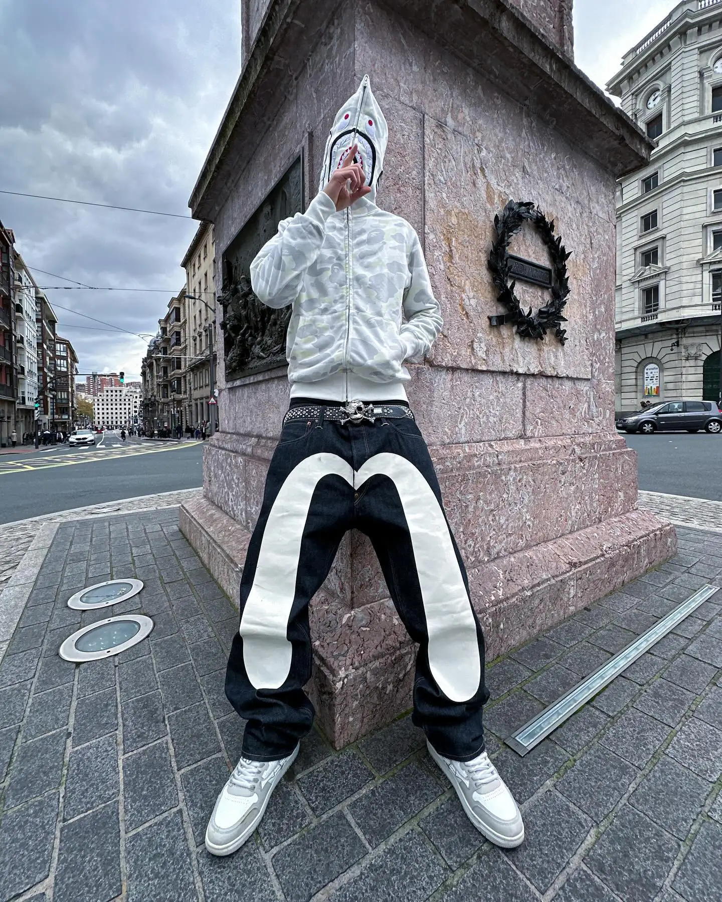 Streetwear JeansY2K Mens Hip Hop Retro Graphic Print Baggy Jeans Black Pants New Harajuku Gothic High Waisted Wide Leg Trousers