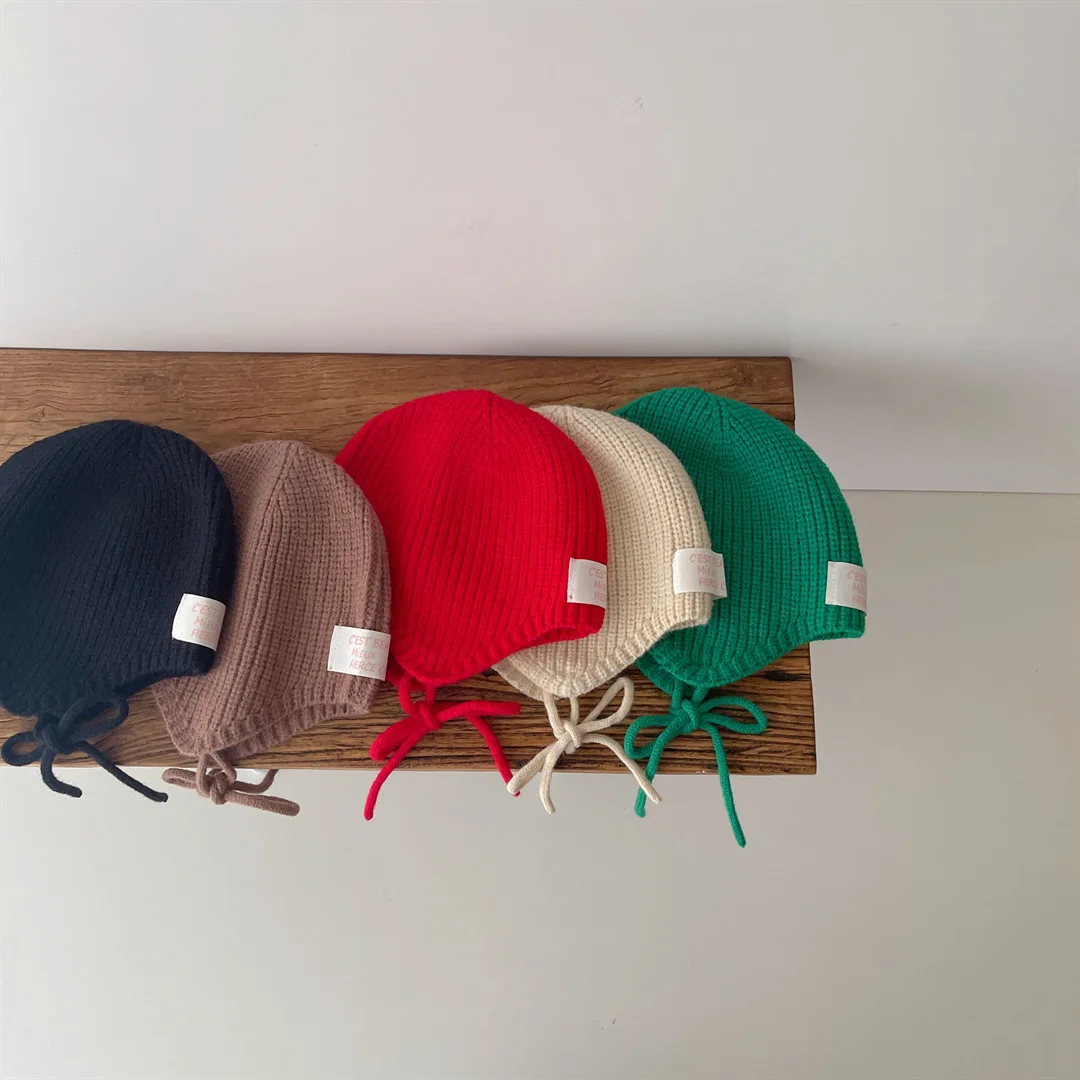 2023 Spring Autumn Baby Knit Hat Girls Boys Bonnet Caps Solid Color Kids Beanie Caps Elastic Children Knitted Hats 1-6Years