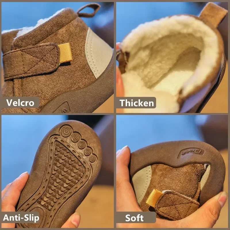 Toddler Baby Boots New 2024 Winter Warm Snow Boots Boys Girls Plush Soft Bottom Infant Shoes Baby Outdoor Sneakers Kids Shoes