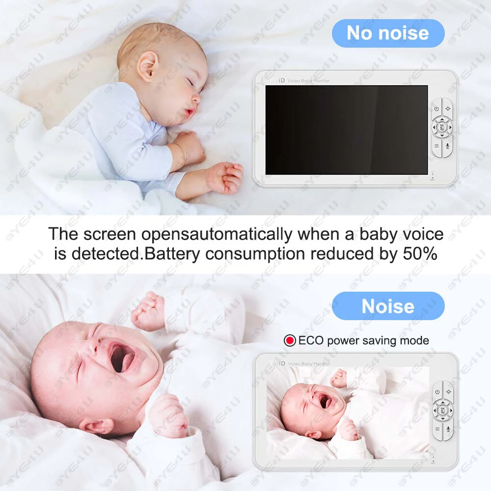 7 Inch Video Baby Monitor Pan Tilt 4X Zoom Camera 2.4G Mother Kids Surveillance Cameras With Temperature Display Screen Split