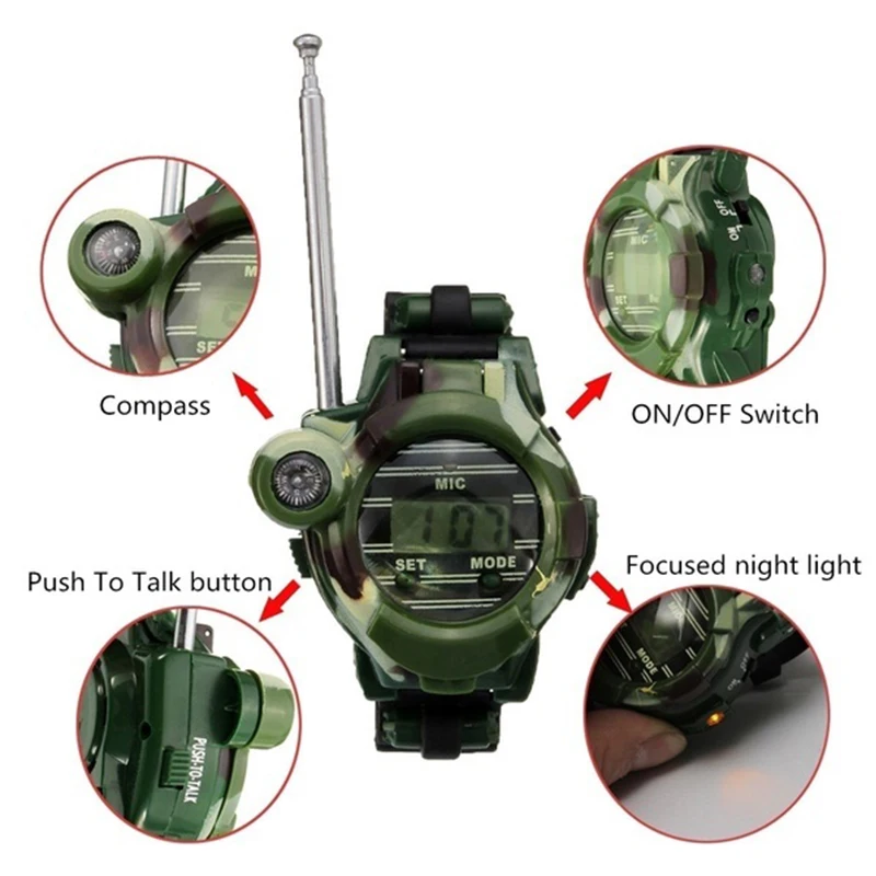 2025 2Pcs 7 new Functions Kids Children Toys Outdoor Games Girls Boys Watches Interphone Lights Mic