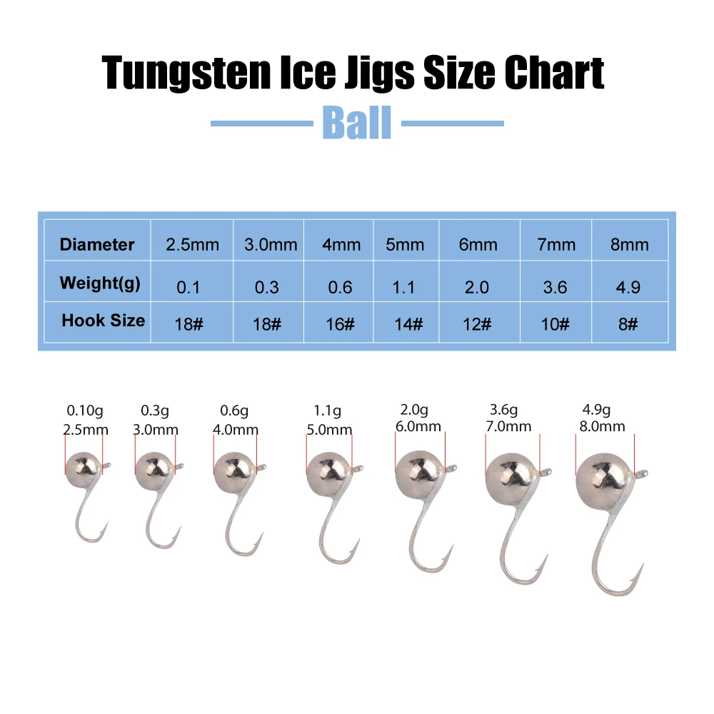 Elite TG pcs Ball Ice Jig mm Swing Head Deep Water Soft Lure Tungsten Pike Fishing Hook