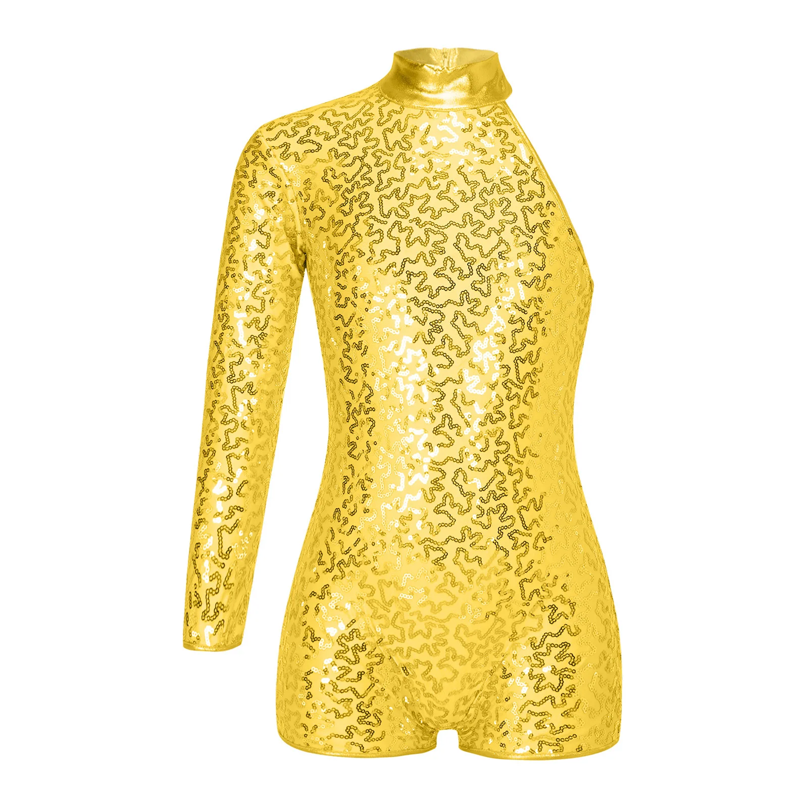 Kids Girls Ballet Leotard Long Sleeve Shiny Sequins Gymnastics Bodysuit for Teens Modern Jazz Dancing Costume Dance Jumpsuit