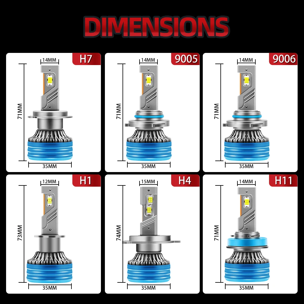 Roadsun LED Headlight 180W External Drive 52000LM 9005 9006 H1 H7 H11 High Low Beam H4 Fog Lamp 6500K Car Turbo Light Kit