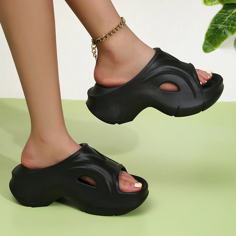 Chunky Platform Wedges Sandals Women 2024 Stylish Waterproof Thick Sole Beach Slides Slippers