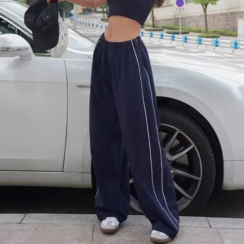 Women'S Baggy Pants Solid Color Cargo Pants Low Rise Casual Track Pants Teen Girls Wide Leg Cargo Pant Streetwear Y2k