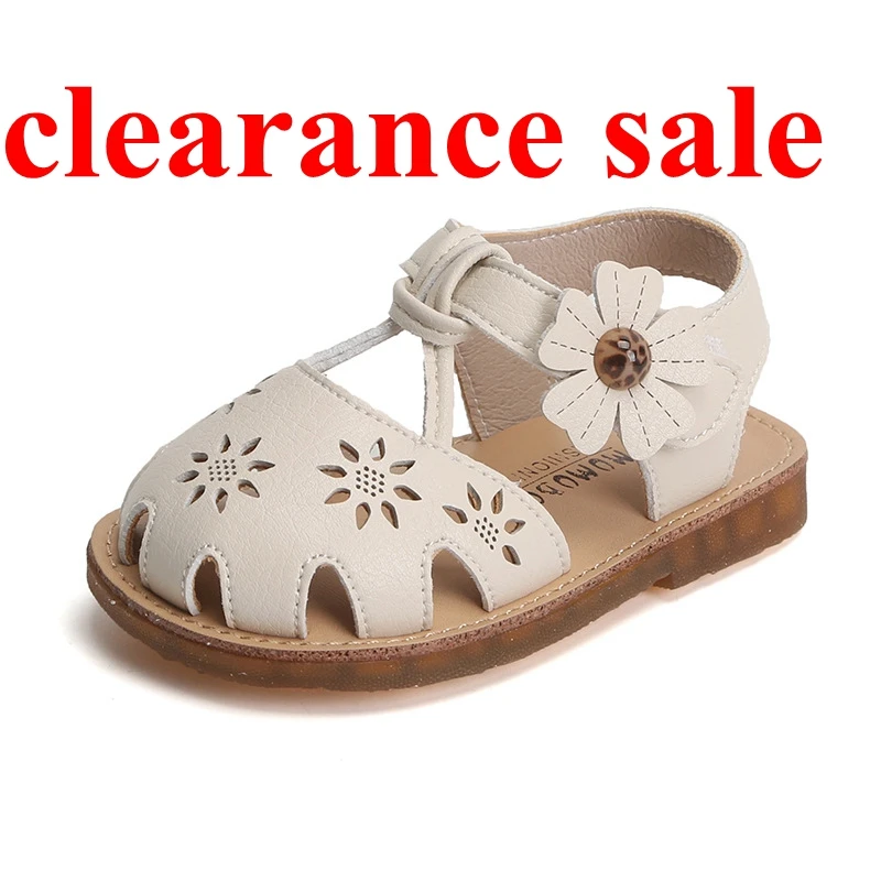 Claladoudou 11.5-15.5CM new Brand Baby Girls 2025 First Sandals Toddler Girls Hollow Flower Strap Summer Walker Shoes Infant Soft Flats