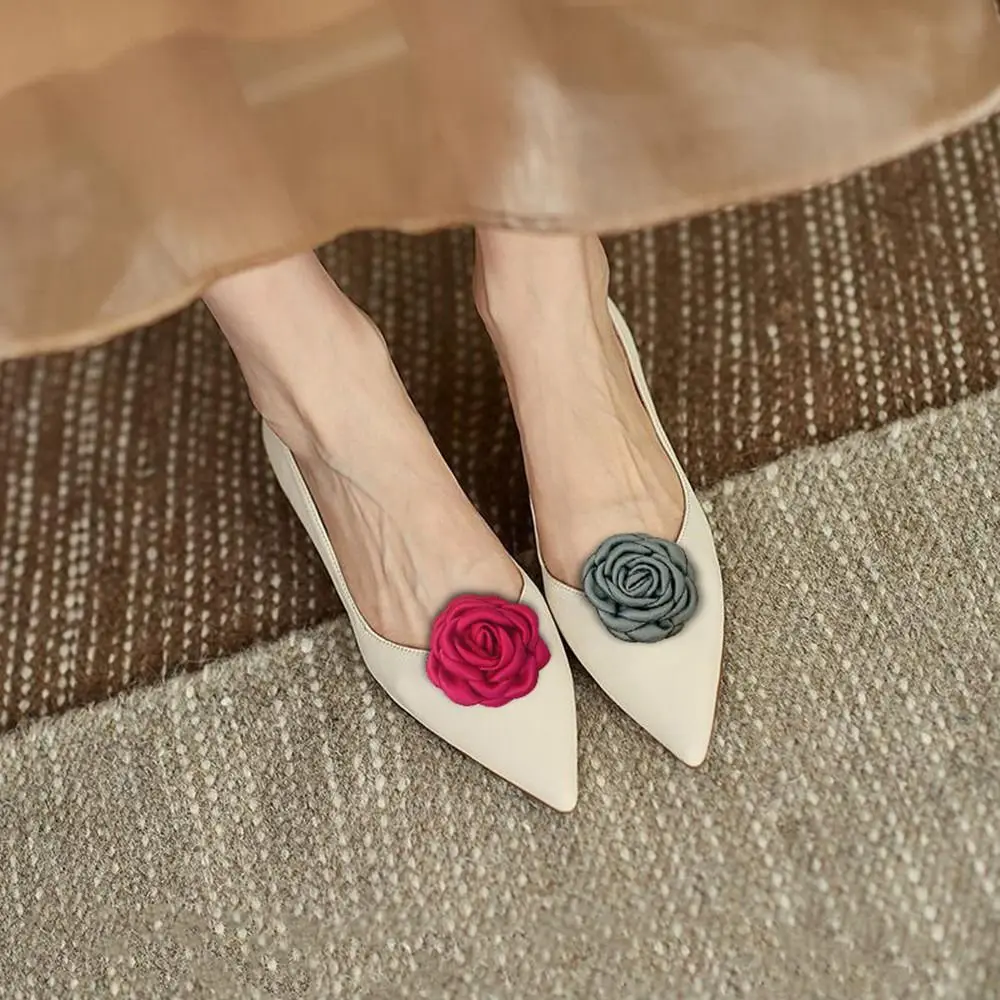 2pcs Women High new Heel Wedding Women Bride Shoe 2025 Decorations Soft Flower Charm Buckle Shoe Clip Shoe Embellishment