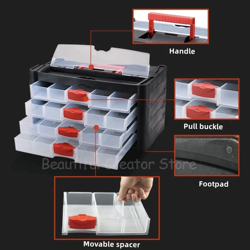 Drawer Type Tool Box Parts Storage Box Portable Fishing Plastic ToolBox Screws Organizer Hardware Tool Storage Box Suitcase