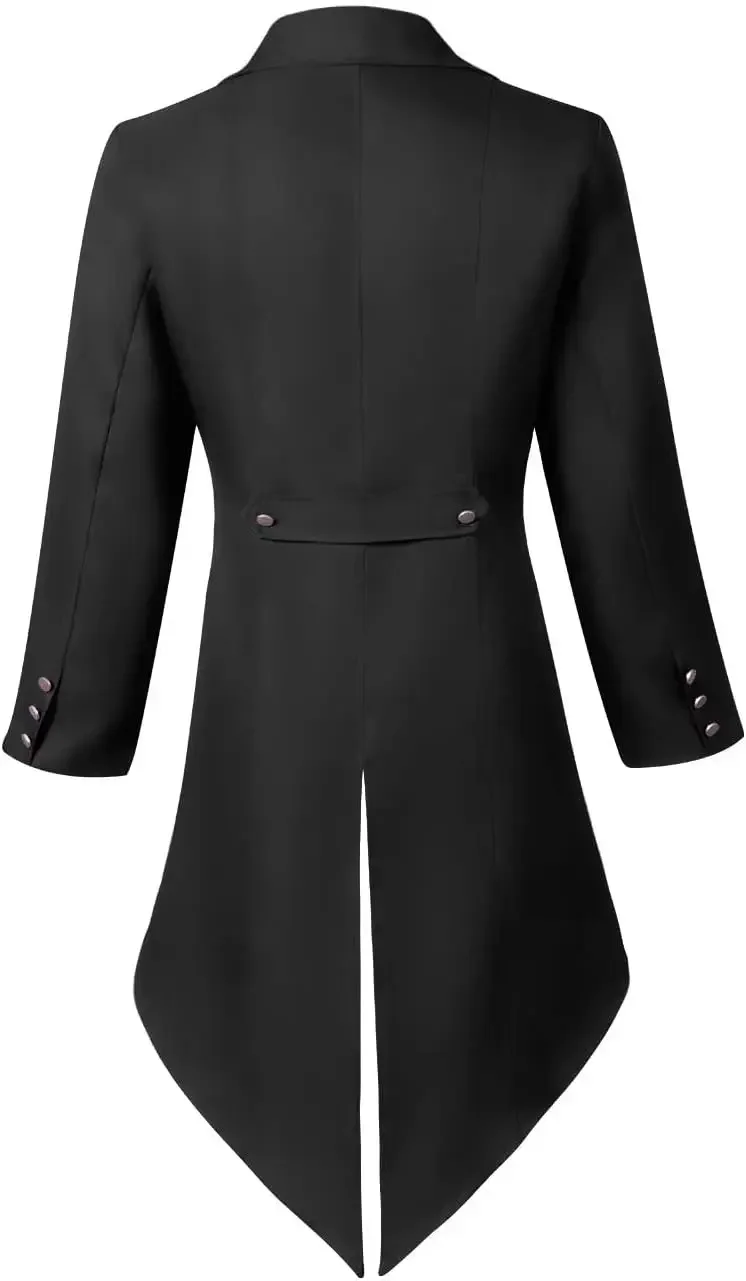 new Lioop Men's Steampunk Vintage 2025 Tailcoat Dovetail Jacket Gothic Victorian Frock Coat Uniform Costume