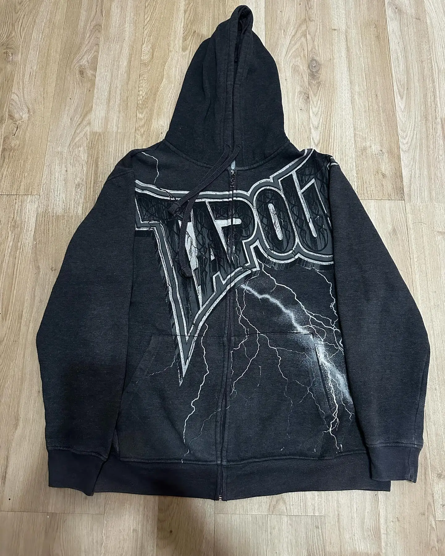 Retro Hip Hop Oversized Sweatshirt Zip Up Hoodie Y2k Gothic Punk Pattern Long Sleeve Clothes Harajuku Hoodies Mens Streetwear