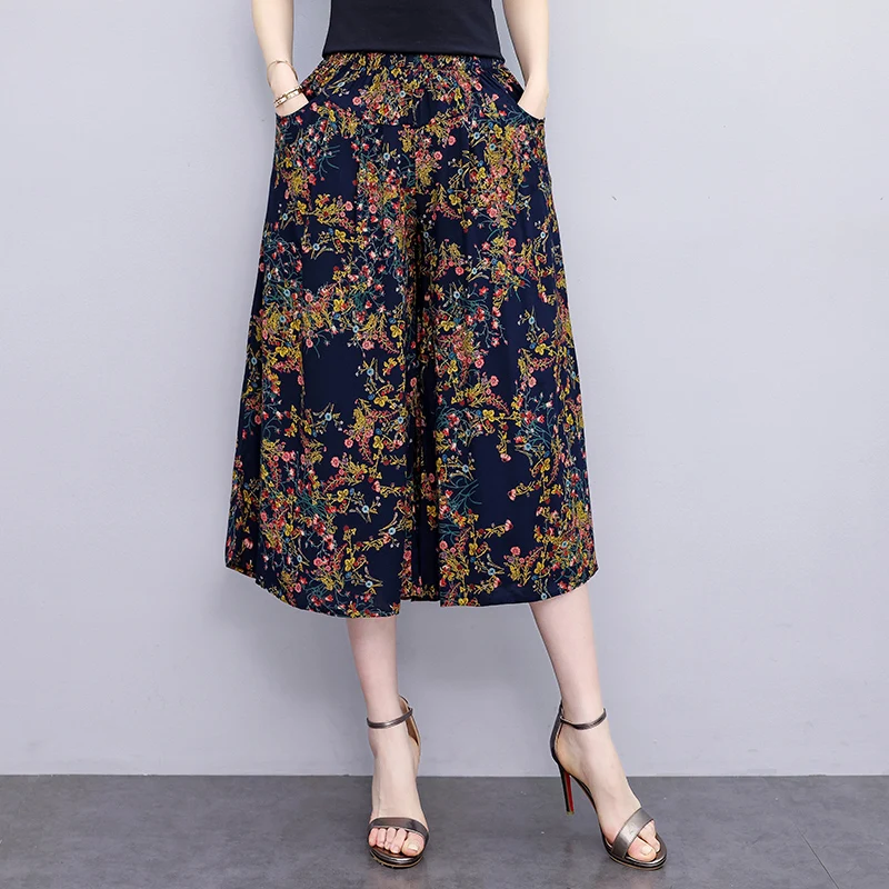 Middle Aged Women's High Waisted Trousers Summer 2023 New Loose Casual 2025 Elastic Waist Wide Leg new Pants Women Vintage Clothes