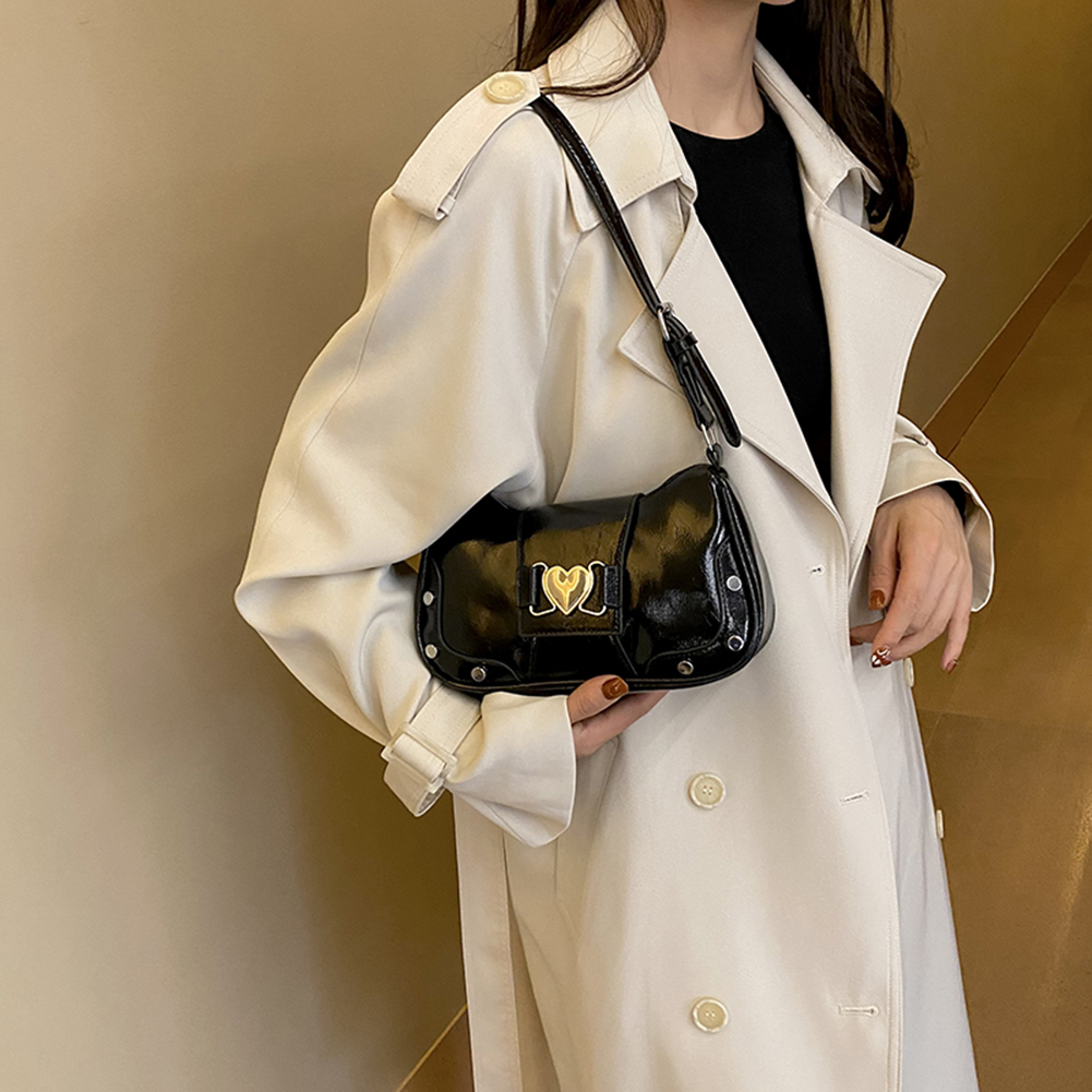 PU Leather Fashion Sling Bag Large Capacity Women Stylish Satchel Bags Adjustable Strap Y2K Solid Color Travel Bags