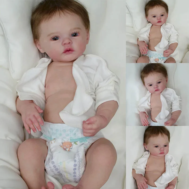 49cm Full body Vinyl Reborn Baby Doll Meadow Newborn Baby Size Real Picture Handmade Hand-root Hair Visible Veins