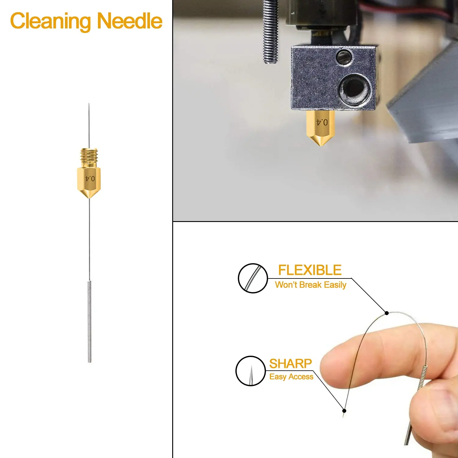 25pcs 0.4MM MK8 Ender 3 Nozzles 3D Printer Brass Nozzles Extruder for Makerbot Creality CR-10 with 5 Needles