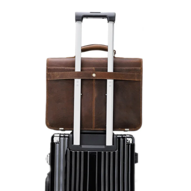 Luufan Briefcase Laptop Men's Genuine Leather Handbag Casual Daily Working Tote Male Computer Bag Shoulder Bags For A4 Documents smile