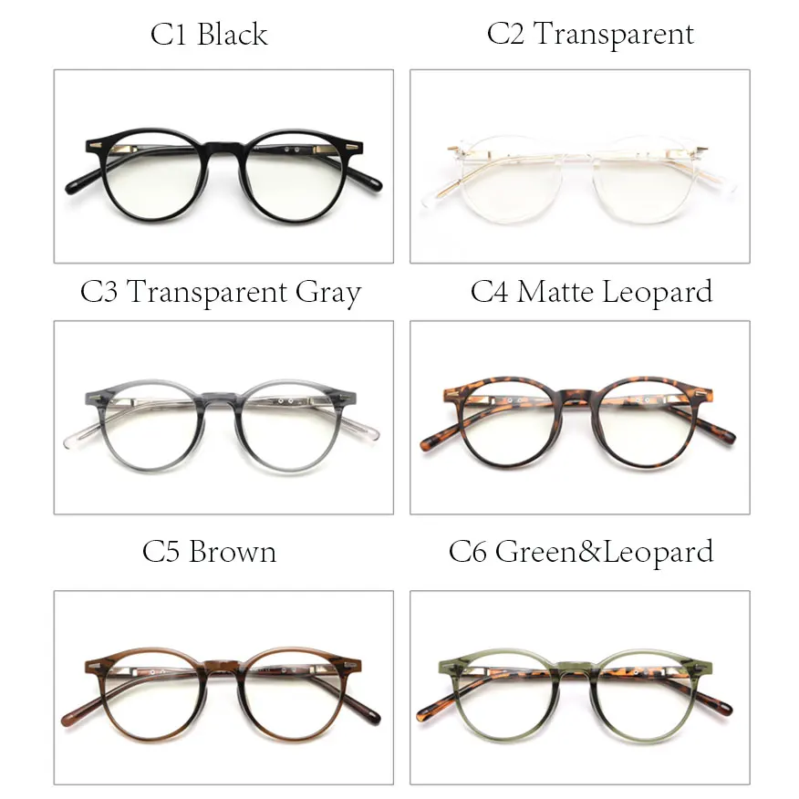 mimiyou TR90 Rivet Round Glasses Frame Women Vintage Anti Blue Light Optical Eyewear Men Eyeglasses Frame UV400 Computer Glasses