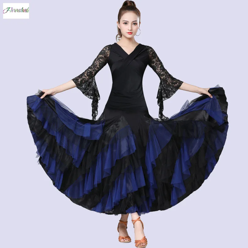 Women s skirt Dancing Costume Flamenco Waltz Ballroom Dance Skirt Layered Big Swing Spanish Skirts
