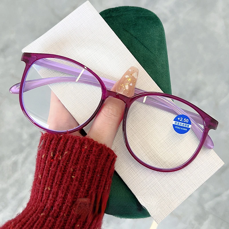 HD Full Resin Women Frame Presbyopic Glasses Ultra Light Anti Blue Light Reading Glasses Anti Fatigue Presbyopic Glasses smile