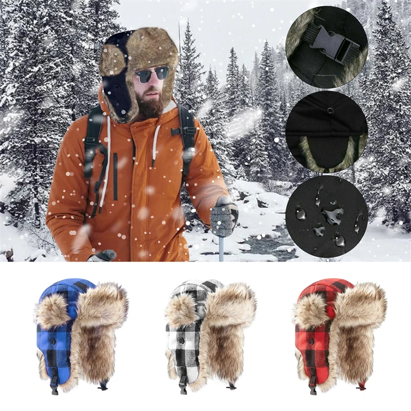 Winter Bomber Hat Russian Cap Men Women Thick Warm Winter Hat Windproof Trapper Earflap Cap Male Female Fur Russian Hats