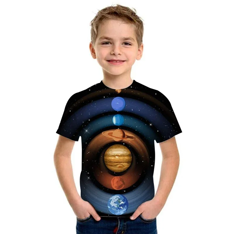 Universe new Solar System Kids T-shirt 3D Print Planet Sun 2025 Earth Venus Tshirt Casual Haruku Summer Child Shirt Tops for Boys Girls