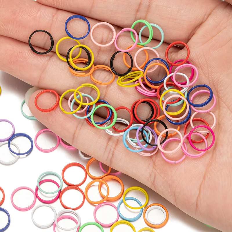 100/200pcs 8/10mm Colorful Metal Open Jump Rings Double Loops Key Chain Connector For DIY Jewelry Making Accessories Supplies