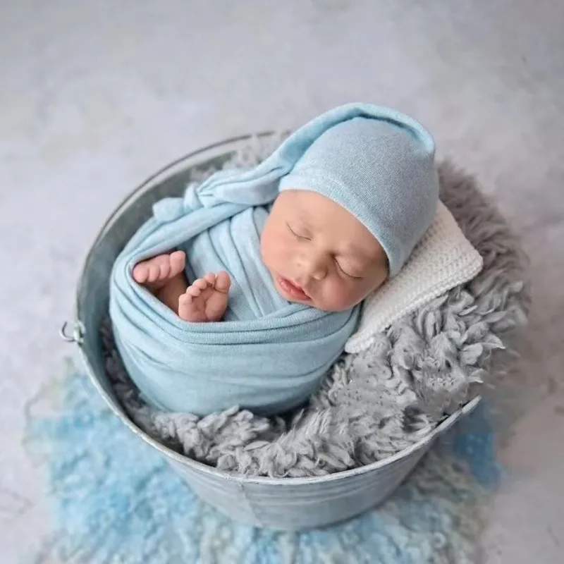 Large Size Baby Photography Backdrop Blanket Soft Wool Infant Photo Swaddle Wraps Cloth Stretch Photo Shoot Background Fabric