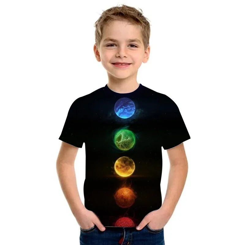 Universe new Solar System Kids T-shirt 3D Print Planet Sun 2025 Earth Venus Tshirt Casual Haruku Summer Child Shirt Tops for Boys Girls