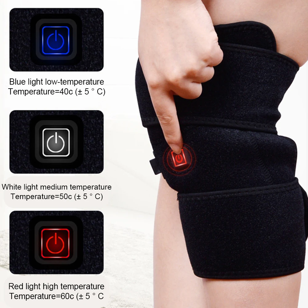 Electric Leg Heating Knee Pad 5V USB/Type-C Charging Heated Knee Brace 3 Heat Levels Knee Heating Pad for Knee Joint Pain Relief