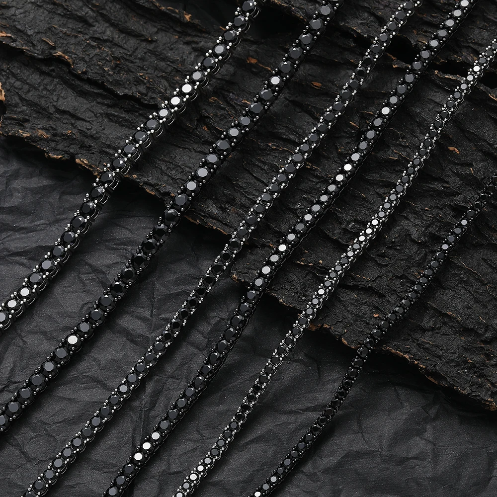 3mm 4mm 5mm Black CZ Tennis Necklace Men And Women Chain Necklace BC169