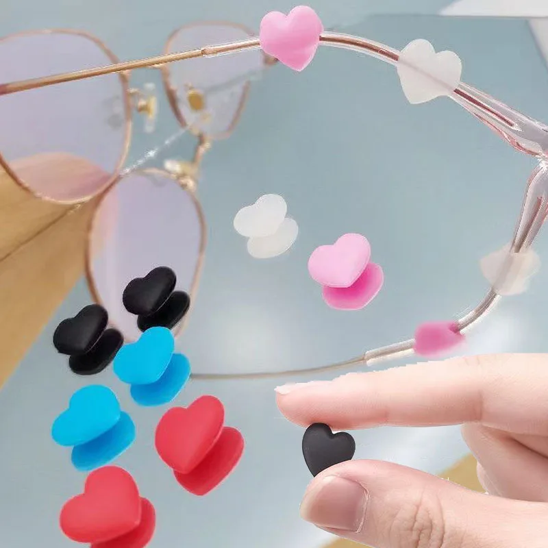 Colorful 2025 Heart Glasses Silicone Anti-Slip Ear Grip Hook Women Men Children Eyeglasses Sleeve new Retainer Eyewear Accessories 5Pairs