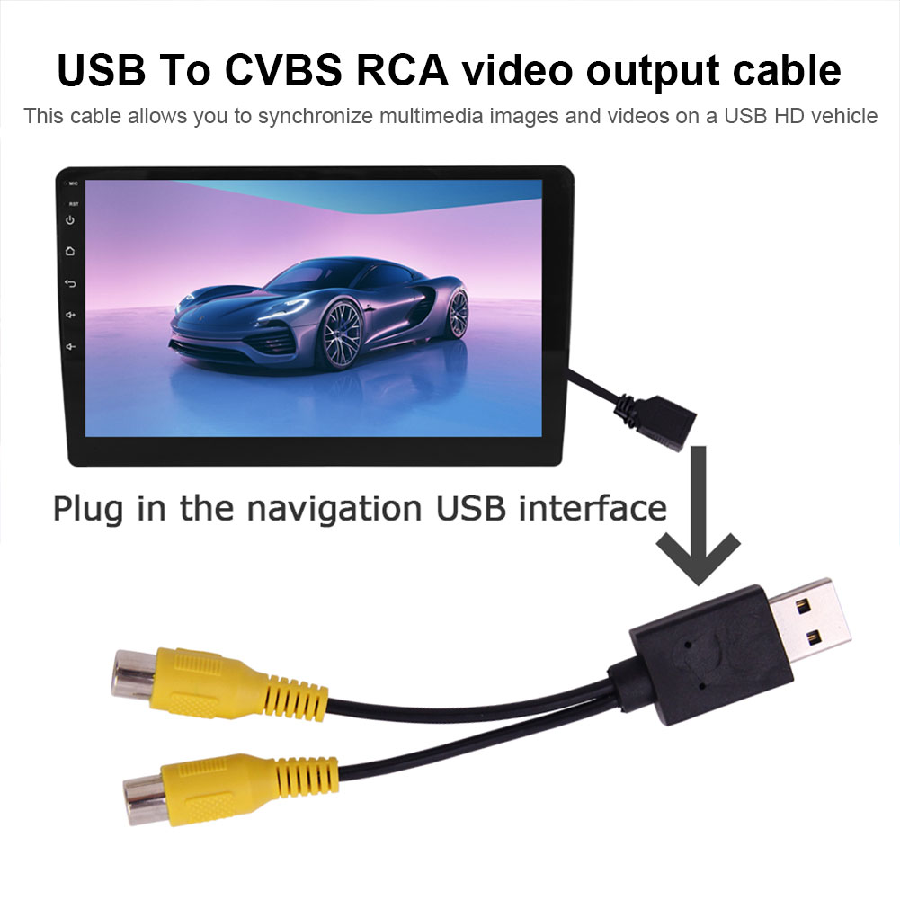 USB to Cvbs Video output Adapter to RCA interface Cable usb input 2 port vedio outbut to Car Radio Accessories Android TV Player