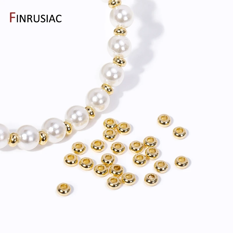 50PCS 3/4/5/6mm 14K Real Gold Plated Brass Spacer Beads For Jewelry Making High Quality Loose Beads To Make Bracelet Accessories