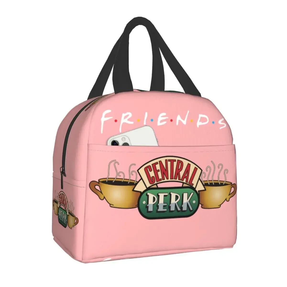 Show Classic TV Central Perk Friends Lunch Bag Cooler Insulated Lunch Box for Women Kids School Work Picnic Food Storage Bags smile