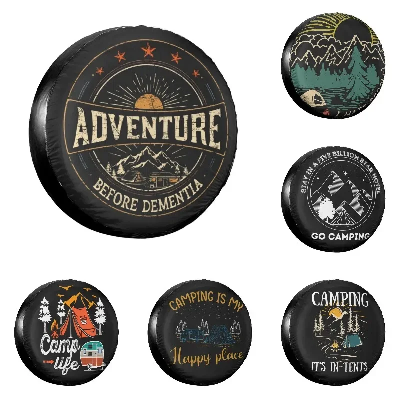 Funny Adventure Camper Travel Spare Wheel Tire Cover for Jeep Trailer RV SUV Dust-Proof Vehicle Accessories 14 15 16 17 Inch