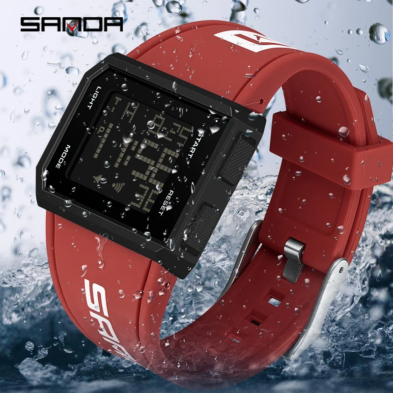 SANDA Brand Men's Digital Watch Chronograph Sport Electronic Bracelet Waterproof Men Wristwatch Alarm Clock Mens Watches 9003