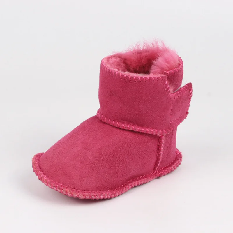 HoneyCherry Winter New Baby Sheepskin Fur Snow Boots Baby Soft Soled Warm Toddler Boots