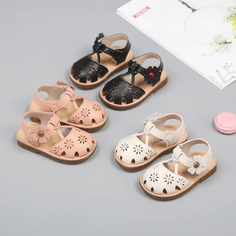 Claladoudou 11.5-15.5CM new Brand Baby Girls 2025 First Sandals Toddler Girls Hollow Flower Strap Summer Walker Shoes Infant Soft Flats