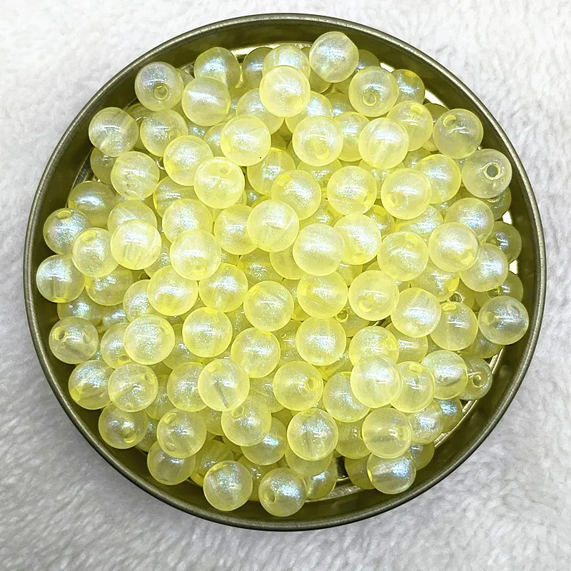 8-10-12mm Transparency Golden Powder Series Round Acrylic Loose Spacer Beads for Jewelry Makeing Diy Bracelets Accessories