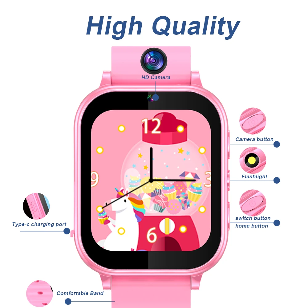 Kids Smart Watch Music Play Flashlight 22 Games Pedometer Habit Tracking Children Smartwatch Boys Girls Gifts Clock
