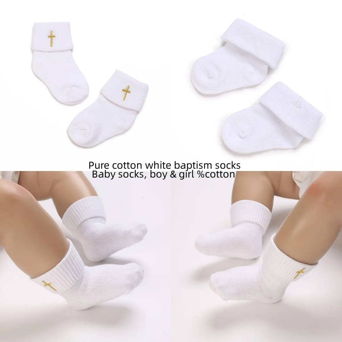 HAIZHIW Soft Newborn Baby's First Baptist Shoe: Newborn Boys and Girls' 2025 White Baptist Shoes Soft new Sole Walking Shoes