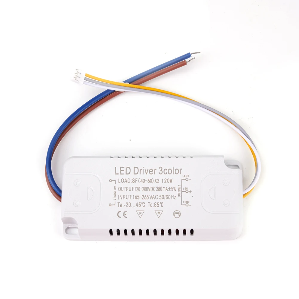 3Color LED Driver 260-280mA Transformer 8-24Wx2 20-40Wx2 30-50Wx2 40-60Wx2 50-70Wx2 For Ceiling Light Chandelier Replacement